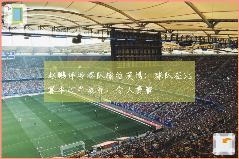 赵鹏评海港队输给英博：球队在比赛中过早放弃，令人费解